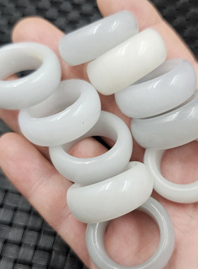 青花方解石玉玉石戒指