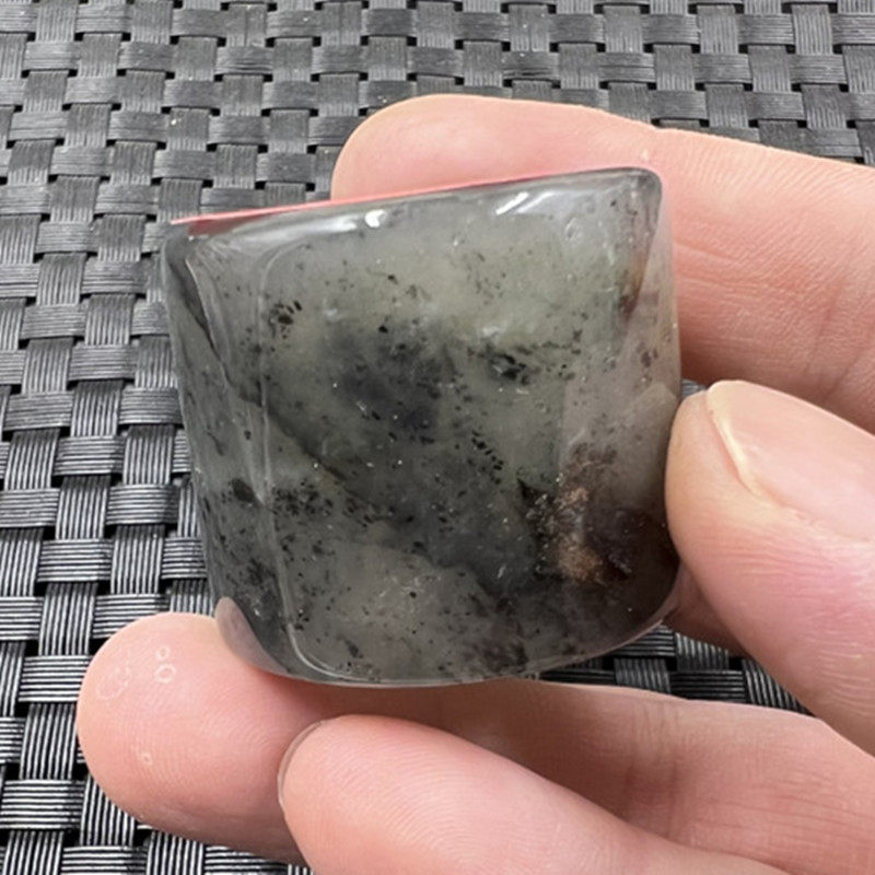 玉石扳指冰种岫玉扳指青花岫玉扳指大号扳指黑花玉指环加宽玉戒指