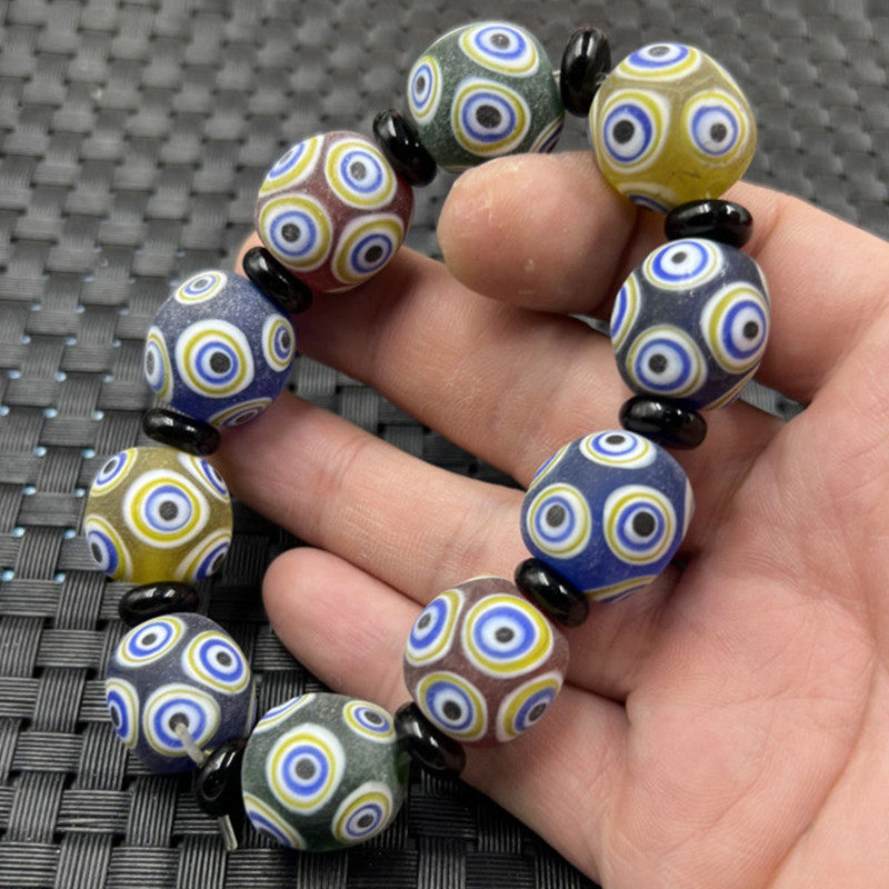 文玩复古手链仿战汉蜻蜓眼手链琉璃多眼手链多宝珠手链手串手饰