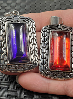 新款精美冰种鸡血红锆石平安牌挂件复古宝蓝色无事牌吊坠项链坠