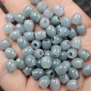翡翠玉蓝水大孔米珠玉石散珠油青椭圆路路通diy手链饰品配件玉珠