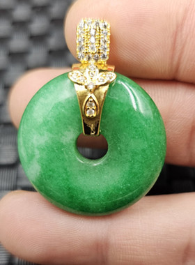 翡翠玉干青平安扣玉石挂件