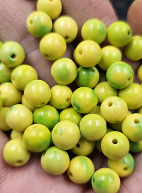 菜籽黄圆珠仿玉石散珠荧光黄8毫