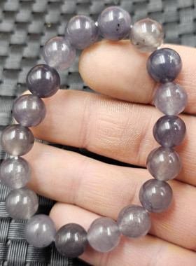 烟紫色圆珠玉石手链10毫米