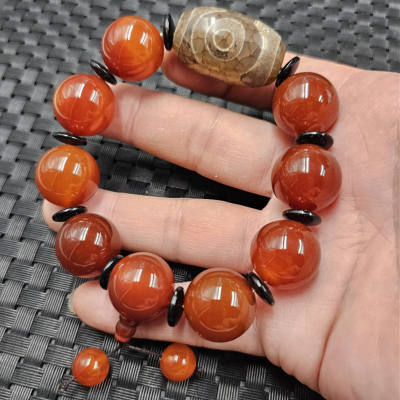 包邮藏式三眼天珠路路通玉手链