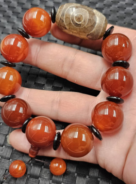 包邮藏式三眼天珠路路通玉手链