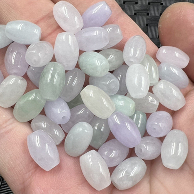 玉石散珠翠玉巴山料米珠散珠紫罗兰石英岩玉散珠手链项链佛珠配件