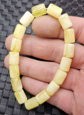 荧光浮盐水蜜蜡桶珠手链人造