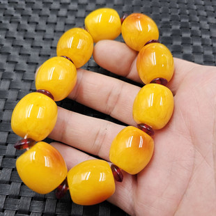 荧光浮盐水蜜蜡路路手链人造一点红蜜蜡勒子桶珠男女同款手链手串