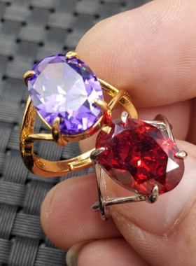 冰种锆石戒指鸡血红切面戒指墨绿色锆石活口戒指饰品戒指指环