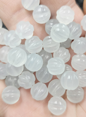 海蓝宝石英岩玉南瓜珠玉石散珠淡蓝色福瓜圆珠diy饰品配件手工珠