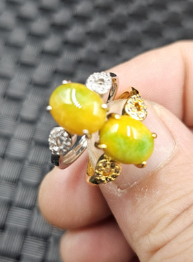 优化翡翠玉黄斐蛋面玉石戒指