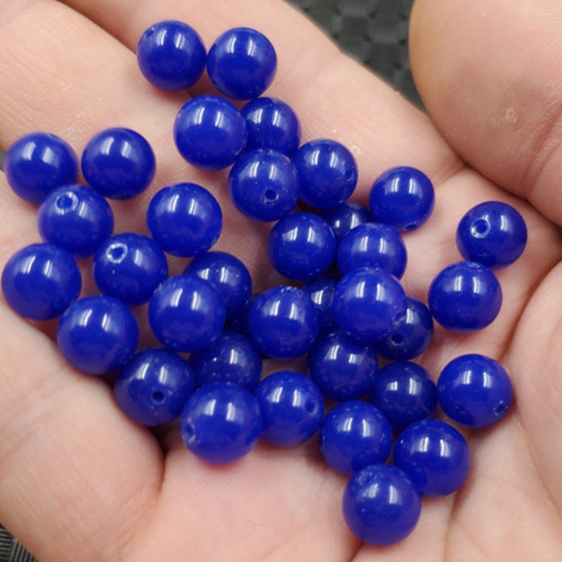玉石散珠宝蓝色圆珠散珠石英岩玉散珠diy手链项链编织散珠玉珠子