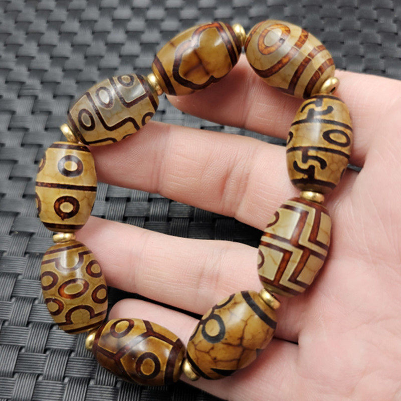 半透玛瑙天珠玉石手链一二三四五六七八九眼天珠路路通仿古手串