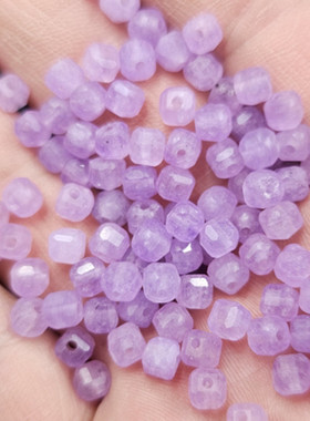 紫罗兰方形路路通玉石散珠紫色四方锭切面多棱珠手链饰品配件珠子