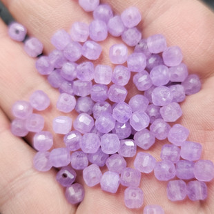 紫罗兰方形路路通玉石散珠紫色四方锭切面多棱珠手链饰品配件珠子