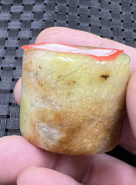 一物一图玉石扳指复古华玉扳指土黄色玉扳指大号扳指加宽戒指手饰