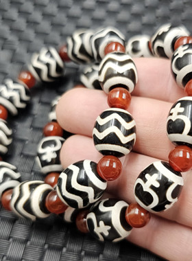 包邮花瓶天珠玉石手链黑白玛瑙