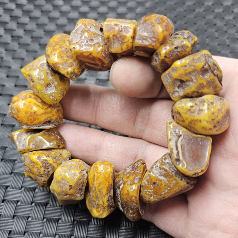 荧光浮盐水蜜蜡随型手链人造老蜜蜡裸石手链不规整男女同款手串