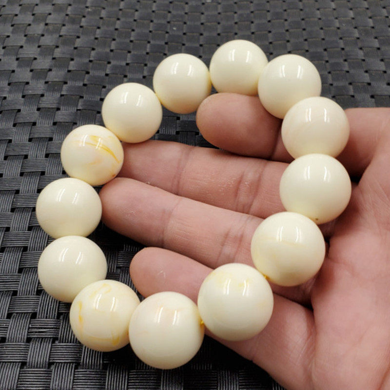 饰品手链荧光蜜蜡圆珠手链人造白蜜蜡手链男女同款手链白色手串