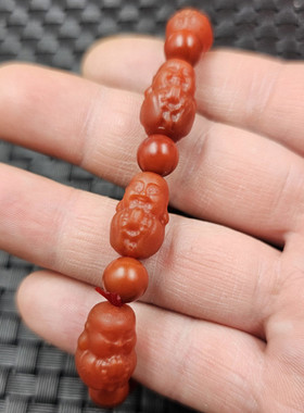 南红色玛瑙佛玉石手链磨砂