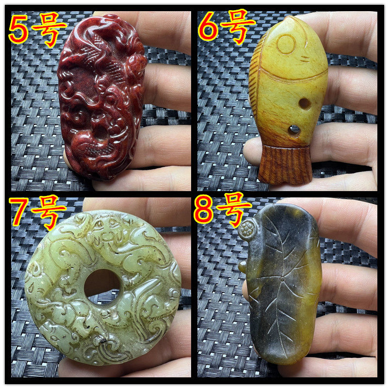 文玩玉石挂件岫玉生肖龙挂件仿古连年有余挂件貔貅平安扣吊坠车挂
