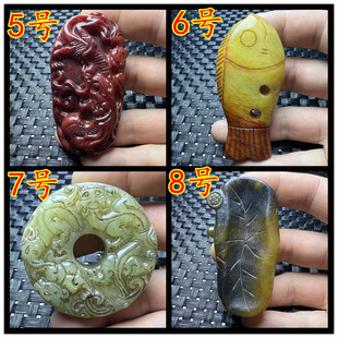 文玩玉石挂件岫玉生肖龙挂件仿古连年有余挂件貔貅平安扣吊坠车挂