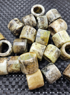 仿古岫玉玉石扳指古铜色黑色扳指男女同款扳指玉指环大号玉手饰