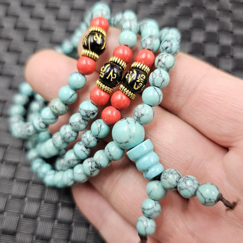 仿蓝松石仿玉石手链天蓝色