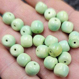 菱镁矿仿绿松石高瓷圆珠老型珠菜籽黄蓝绿单珠散珠配饰仿玉石散珠