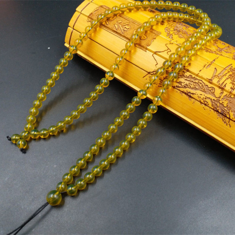 高档精美仿琥珀圆珠挂件绳6毫米圆珠吊坠绳 可调节项链绳珠链玉绳