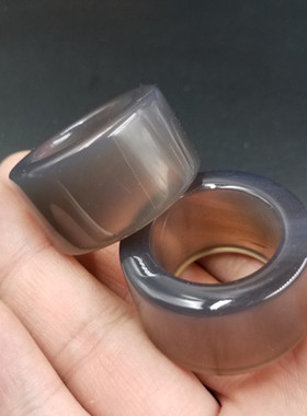 高档精美 天然䦹a货大号玉髓扳指 淡紫色玛瑙玉石扳指玉石指环