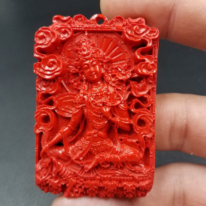 新款精美仿朱砂文殊菩萨挂件鸡