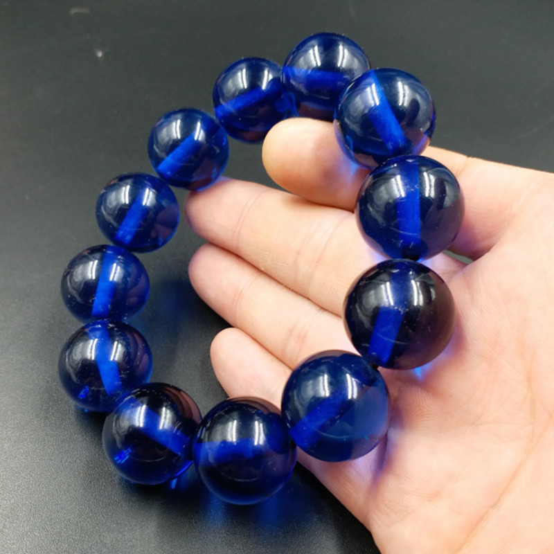 高档精美新款 琥珀圆珠手链 透明蓝珀手链琥珀手串厂家直销