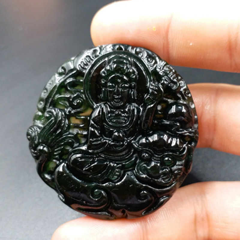 a货新疆文殊菩萨挂件天然玉石