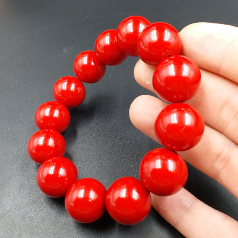 厂家直销新款蜜蜡圆珠手链 鸡血红蜜蜡20毫米圆珠手链蜜蜡手串