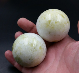 正品a货天然玉石陕西蓝田玉手把件玉石手球手玩件健身球