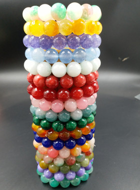 圆珠干青多色12毫米手串石英岩玉