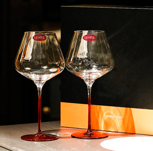 德国进口红酒杯家用高档水晶玻璃勃艮第大肚彩色杯杆高脚杯子礼盒