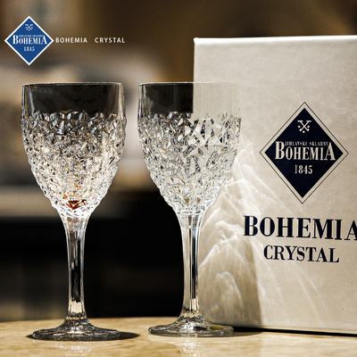 捷克进口BOHEMIA高档水晶玻璃高脚葡萄红酒杯家用香槟杯礼盒套装