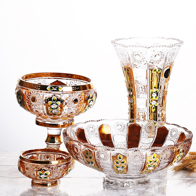 珐琅花水晶玻璃水果盘果斗花瓶糖缸干果零食盒客厅装饰品|msdalam kategori pinggan mangkuk, pinggan mangkuk, mangkuk buah-buahan/plat buah-buahan/bakul buah-buahan - dari Buy2taobao.com untuk memberikan perkhidmatan ejen Taobao profesional membeli