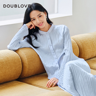 飘带领DOUBLOVE贝爱25秋新款 收腰肌理感衬衫 匠心褶艺工坊