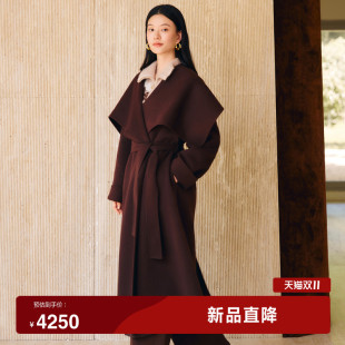 羊毛大衣优雅DOUBLOVE贝爱2025冬季 复古浴袍式 新款 轻暖双面呢