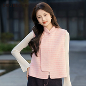 新款 羊毛粗花呢国风马甲外套DOUBLOVE贝爱春季 新中式 小香风