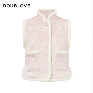 【暖意轻中式】醋酸提花羽绒服马甲童装DOUBLOVE贝爱2025冬季新款