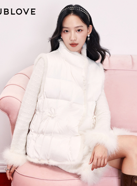 【暖意轻中式】缎面醋酸羽绒服马甲外套DOUBLOVE贝爱2025冬季新款
