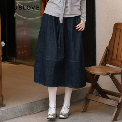 【复古靛麻单宁】牛仔半身裙