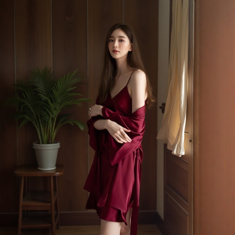 真丝吊带睡裙性感睡衣结婚晨袍