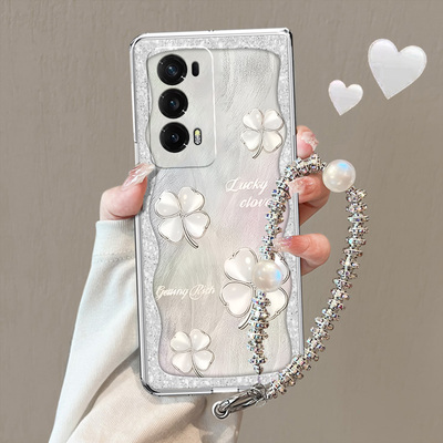 适用荣耀MagicV2手机壳新款至臻版防摔全包硬壳四叶草带手链高颜值MagicVS2RSR折叠屏保护套超薄男女款网红