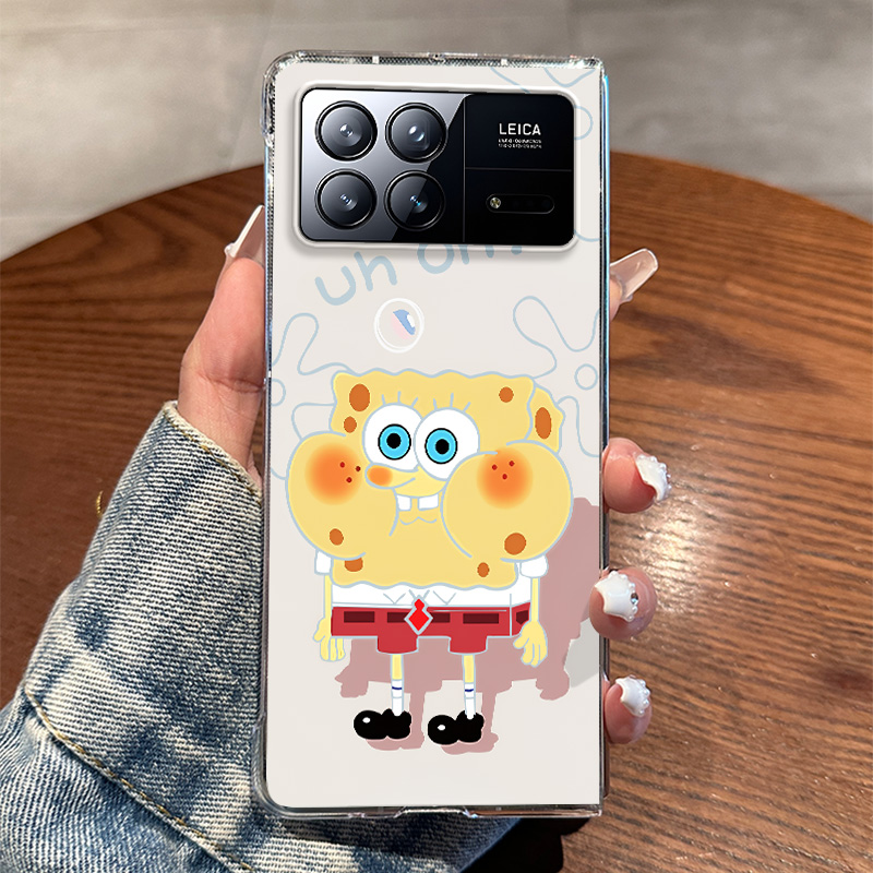 适用小米MIXFold3手机壳新款防摔全包派大星卡通线条海绵宝透明壳ixfold3折叠屏防摔保护套高档男女款网红款